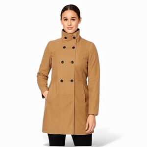 Mango MNG Camel Trench Coat Double-Breasted Jacket – Size Small